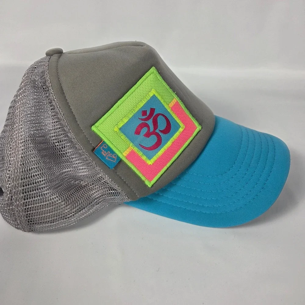 Bigtruck Lake Tahoe Om Symbol Grey Blue Mesh Trucker Hat Snapback Cap b-58